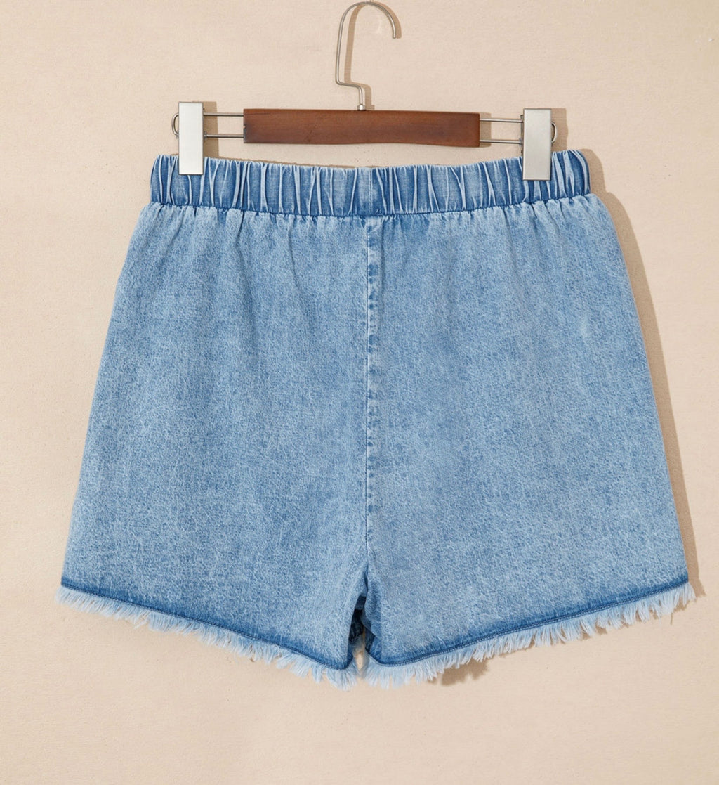 Seaside Smocked Denim Shorts