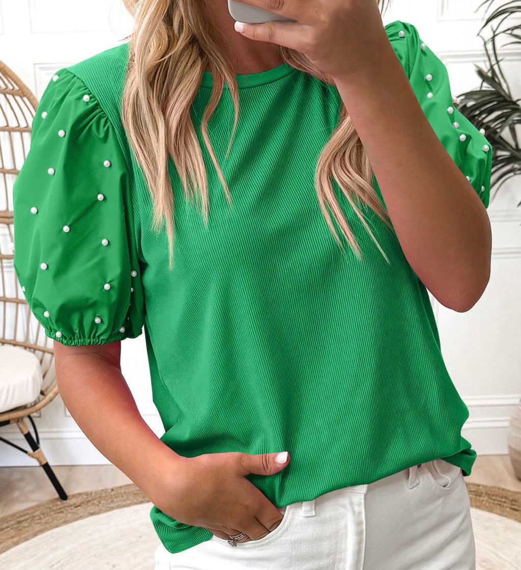 The Clover & Pearls Puff Top